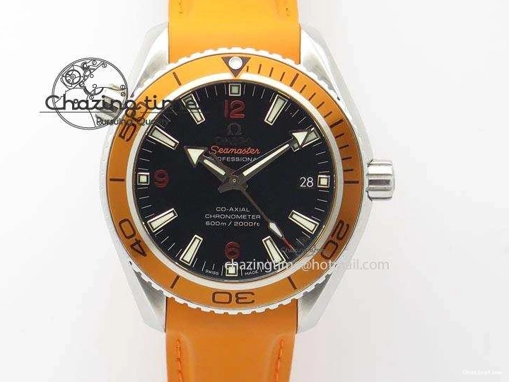 0417 Breathable Planet Ocean SS Bp Maker 45mm Orange Bezel On Orange Rubber Strap A 8221